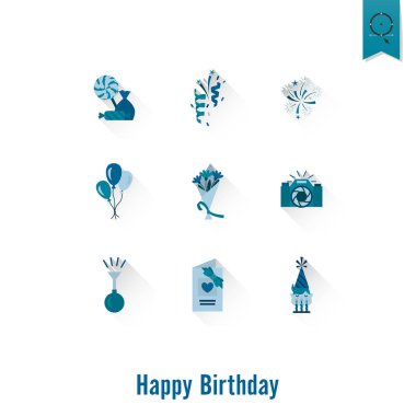 Mutlu doğum günü Icons set