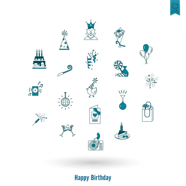 Ensemble d'icônes Joyeux anniversaire — Image vectorielle