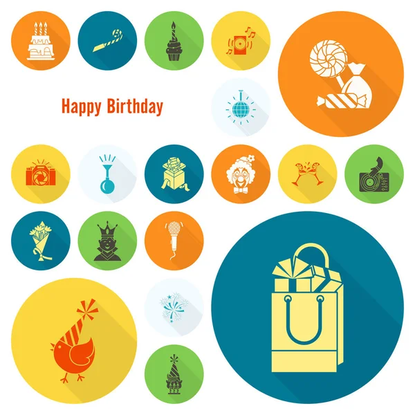 Happy Birthday Icons Set — Stock Vector