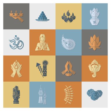Diwali. Hint Festivali simgeler