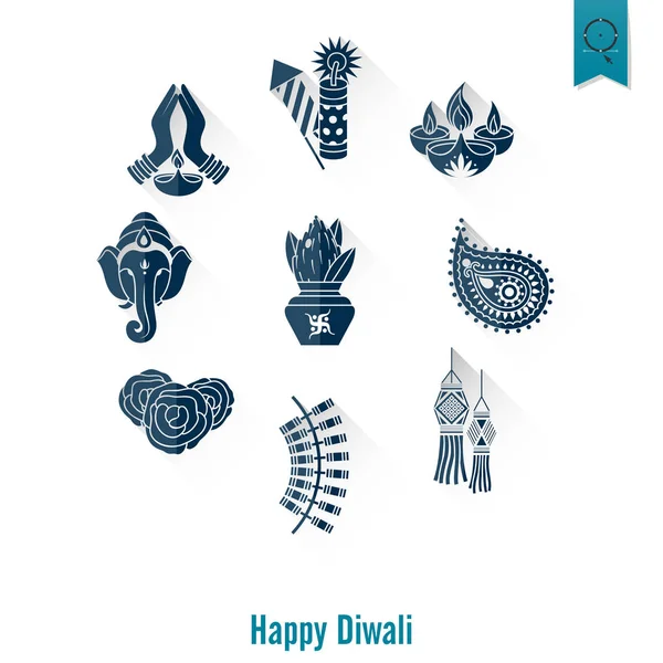 Diwali. Hint Festivali simgeler — Stok Vektör