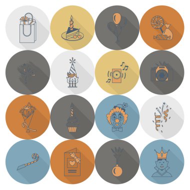 Mutlu doğum günü Icons set