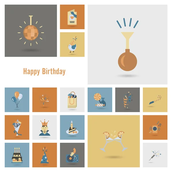 Conjunto de iconos de feliz cumpleaños — Vector de stock