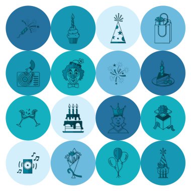 Mutlu doğum günü Icons set