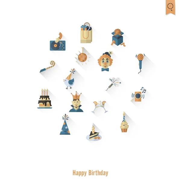 행복 한 생일 아이콘 설정 — 스톡 벡터