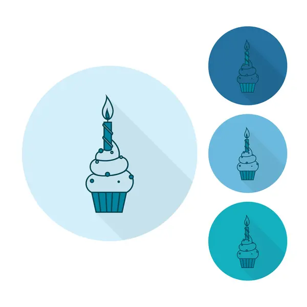 Cupcake con candela — Vettoriale Stock