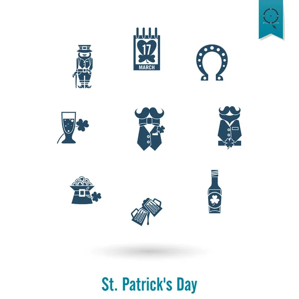 Saint Patricks Day Icon Set izole — Stok Vektör