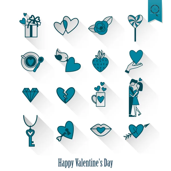 Feliz día de San Valentín Iconos — Archivo Imágenes Vectoriales