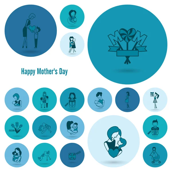 Mutlu anneler günü simgeler — Stok Vektör