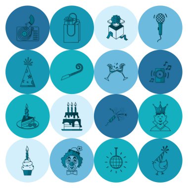 Mutlu doğum günü Icons set