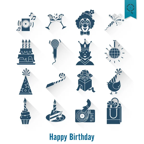 Conjunto de iconos de feliz cumpleaños — Vector de stock