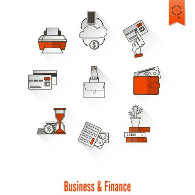 iş ve finans simgesi seti