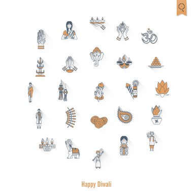 Diwali. Hint Festivali simgeler