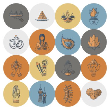 Diwali. Hint Festivali simgeler