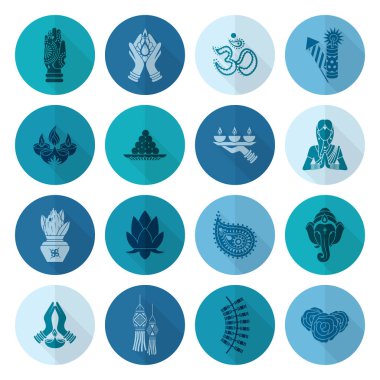 Diwali. Hint Festivali simgeler