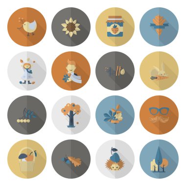 Düz sonbahar simgeler kümesi