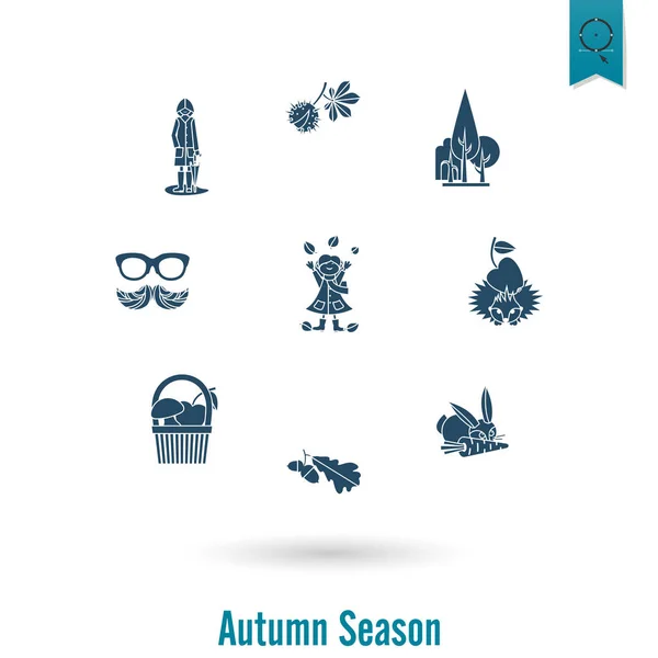 Ensemble d'icônes plates d'automne — Image vectorielle
