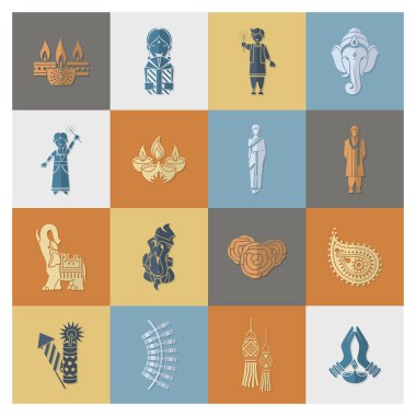 Diwali. Hint Festivali simgeler