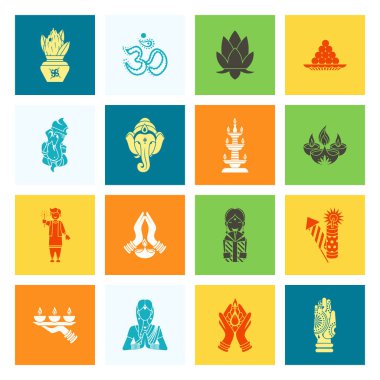 Diwali. Hint Festivali simgeler