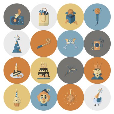 Mutlu doğum günü Icons set