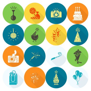 Mutlu doğum günü Icons set