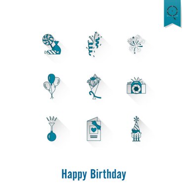 Mutlu doğum günü Icons set