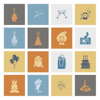 Mutlu doğum günü Icons set