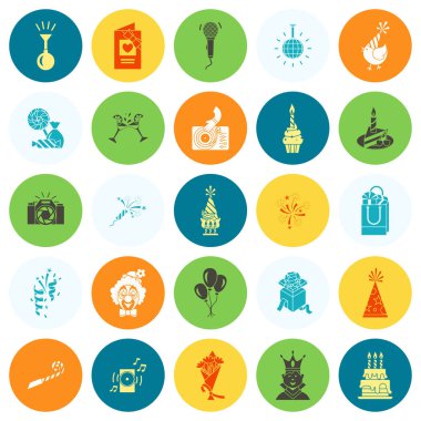 Mutlu doğum günü Icons set