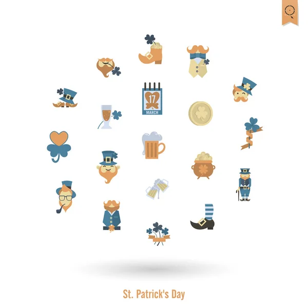 Saint Patricks Day Icon Set izole — Stok Vektör