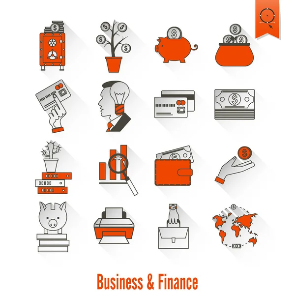 Conjunto de iconos de negocios y finanzas — Vector de stock