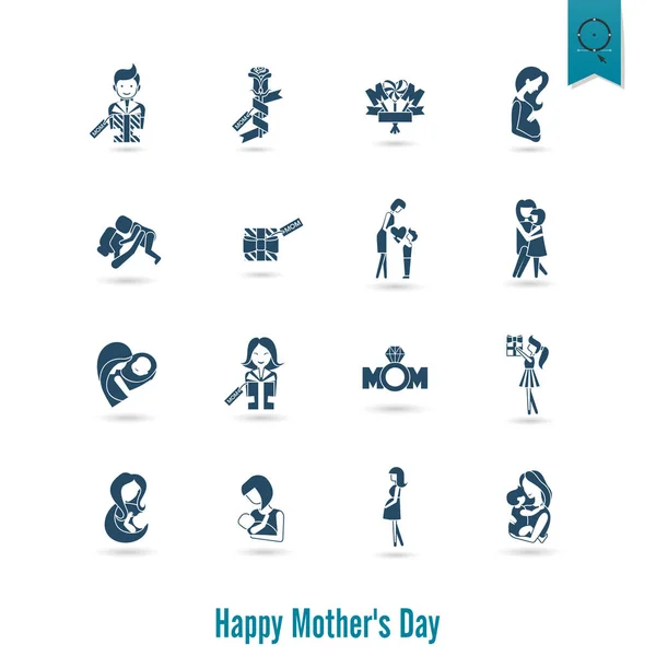 Feliz Día de las Madres Iconos — Vector de stock