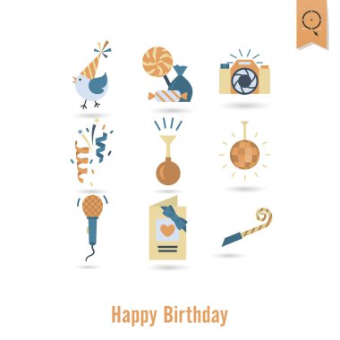 Mutlu doğum günü Icons set