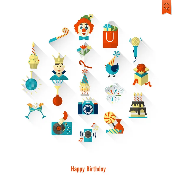 Conjunto de iconos de feliz cumpleaños — Vector de stock