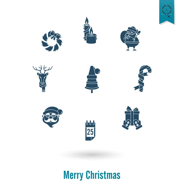 Kolekce ikon Vánoce a zima — Stockový vektor