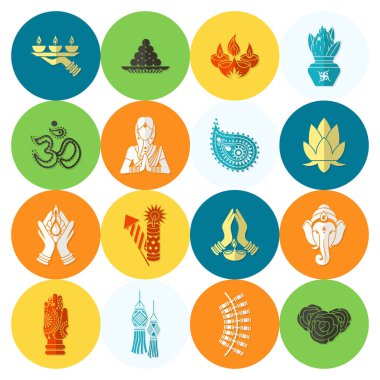 Diwali. Hint Festivali simgeler