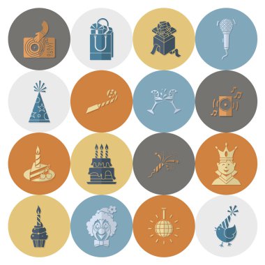 Mutlu doğum günü Icons set