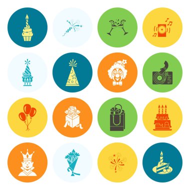 Mutlu doğum günü Icons set