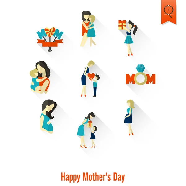Ευτυχισμένος μητέρες ημέρα εικονίδια — Διανυσματικό Αρχείο