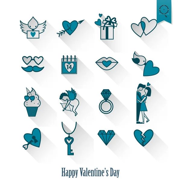 Joyeuses icônes Saint-Valentin — Image vectorielle