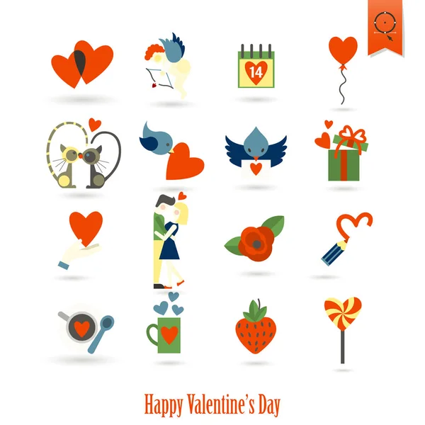 Joyeuses icônes Saint-Valentin — Image vectorielle