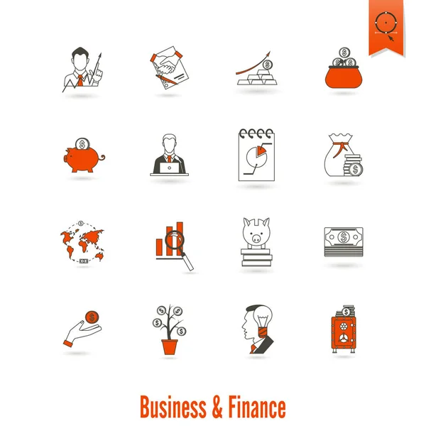 Conjunto de iconos de negocios y finanzas — Vector de stock