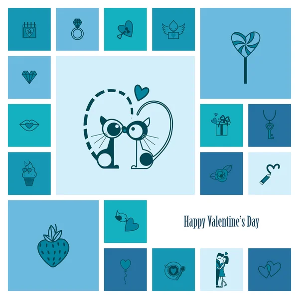 Happy Valentines Day Icons — Stock Vector