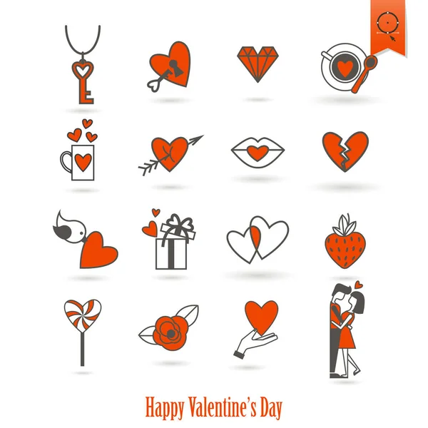 Happy Valentines Day Icons — Stock Vector