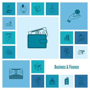 iş ve finans simgesi seti