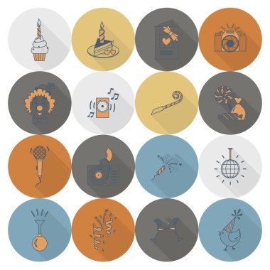 Mutlu doğum günü Icons set