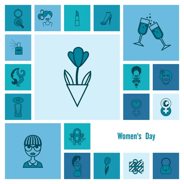 Womans Day Icon Set — Stock Vector