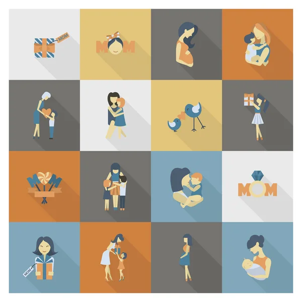 Feliz Día de las Madres Iconos — Vector de stock