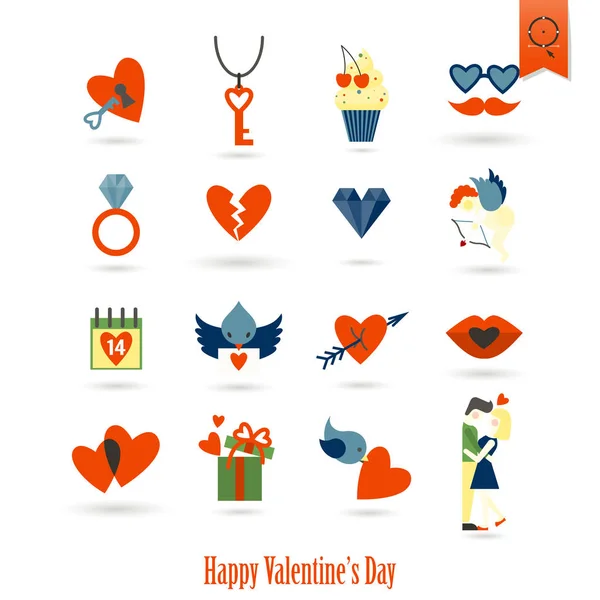 Happy Valentines Day Icons — Stock Vector