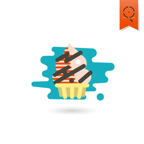 Cupcake. Moderna icona piatta — Vettoriale Stock