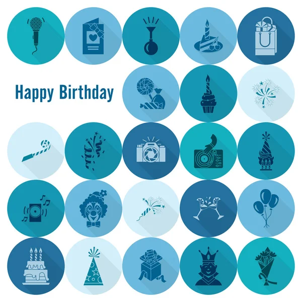 Happy Birthday Icons Set — Stock Vector